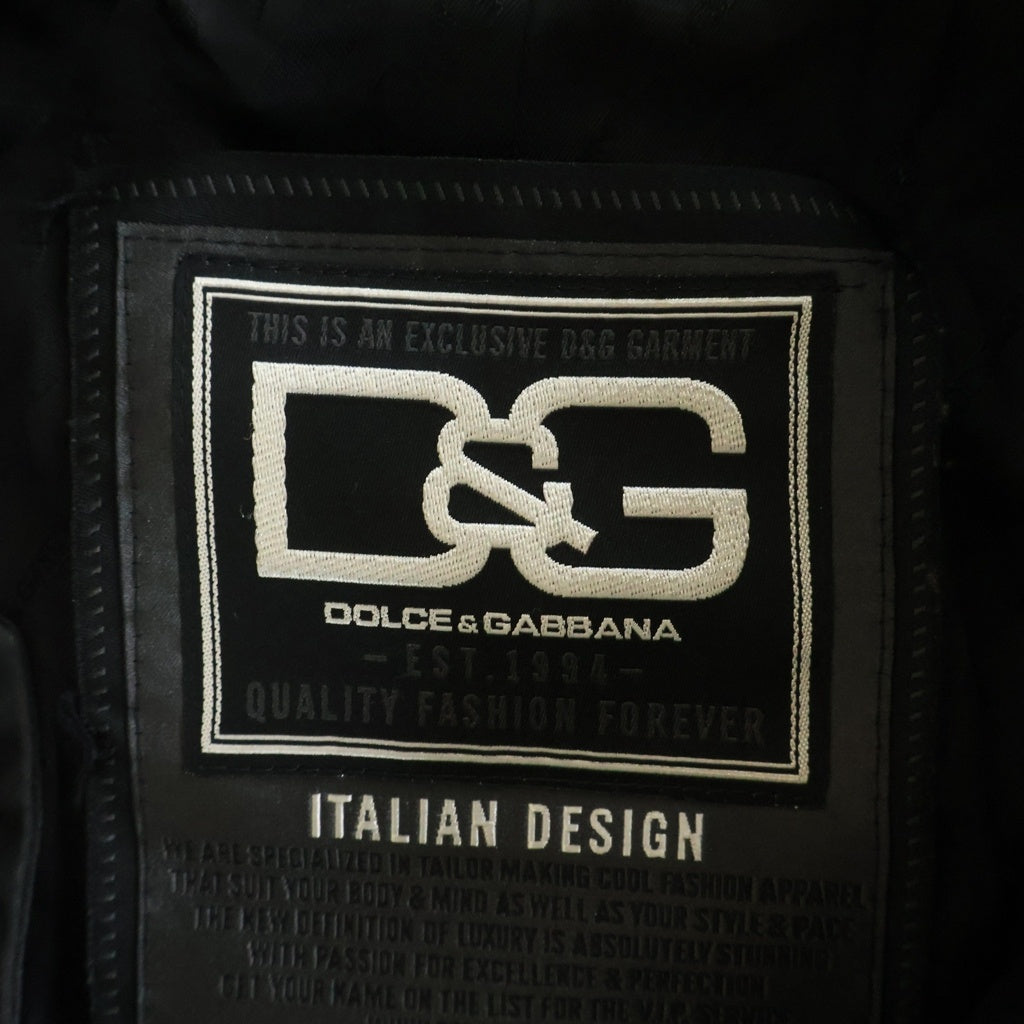 D&G(ディーアンドジー) ミリタリーデザイン ジップアップ フライト ボンバージャケット ブラック