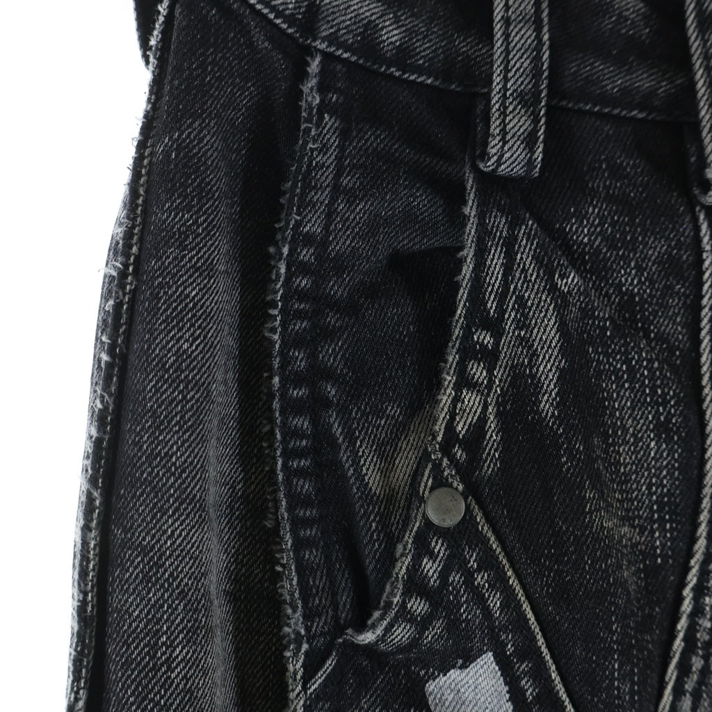 Personsoul(パーソンソール) Graffiti Contour Jeans グラフィティー ワイド デニムパンツ ブラック