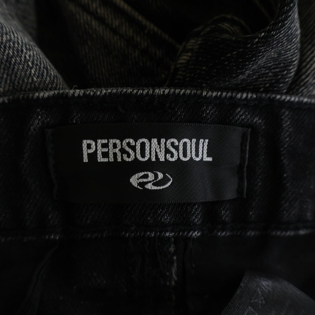 Personsoul(パーソンソール) Graffiti Contour Jeans グラフィティー ワイド デニムパンツ ブラック