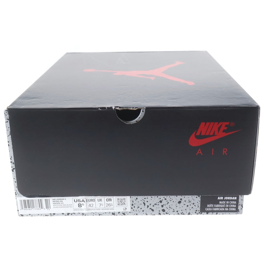 NIKE(ナイキ) AIR JORDAN 5 RETRO OG HQ7978-101 エアジョーダン5 レトロ ハイカットスニーカー ホワイト/レッド US8.5/26.5cm