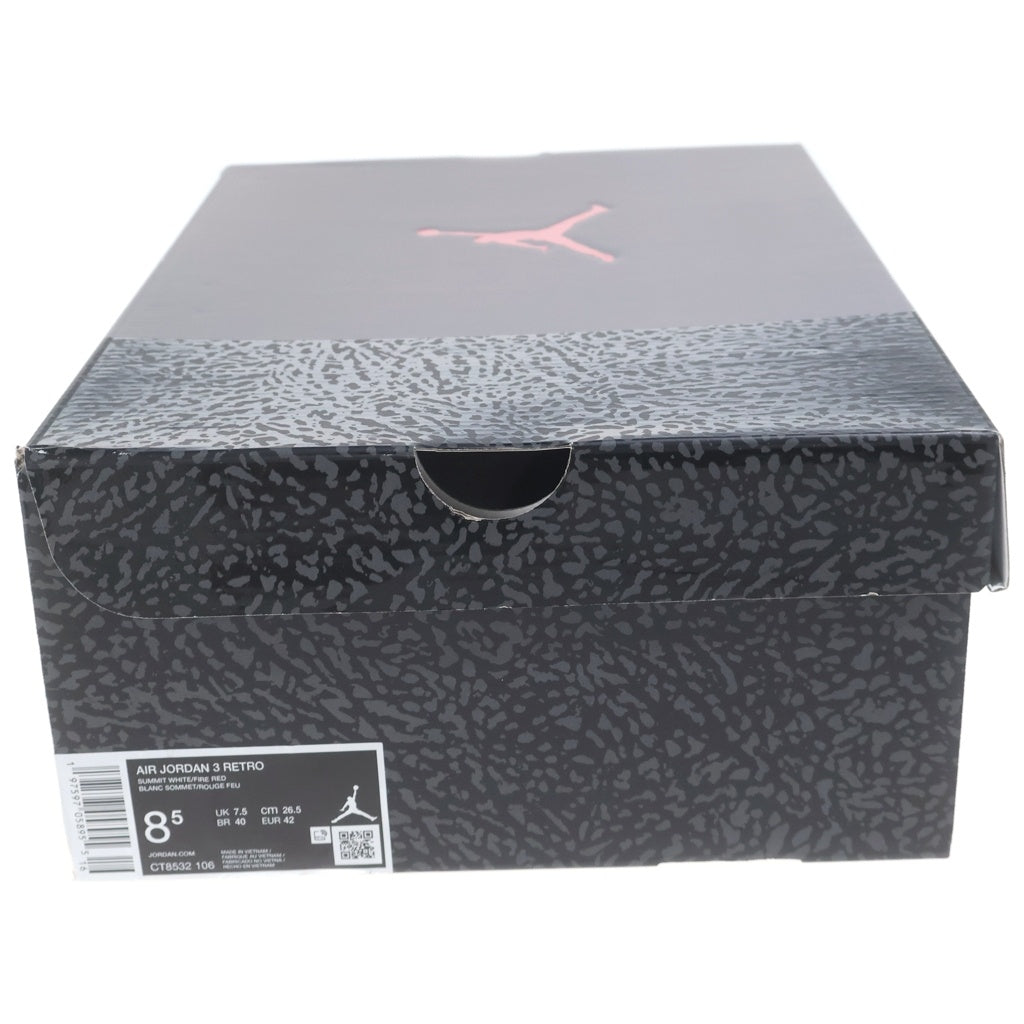 NIKE(ナイキ) AIR JORDAN 3 RETRO CEMENT GREY CT8532-106 エアジョーダン3 レトロ セメント ローカットスニーカー ホワイト/グレー US8.5/26.5cm