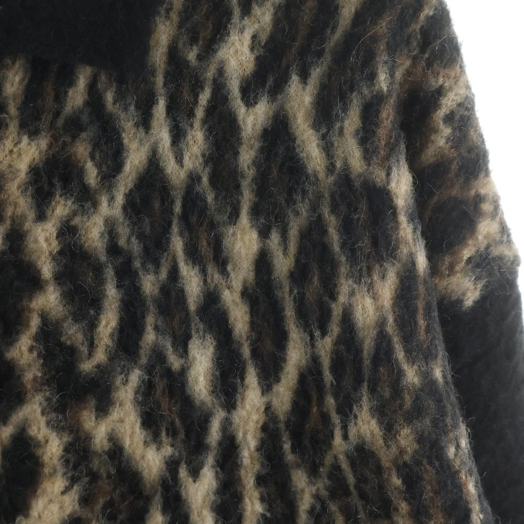 SAINT MICHAEL(セントマイケル) LEOPARD KNIT CARDIGAN レオパードカーディガン 襟付きニット イエロー/ブラック SM-HR1-0000-073