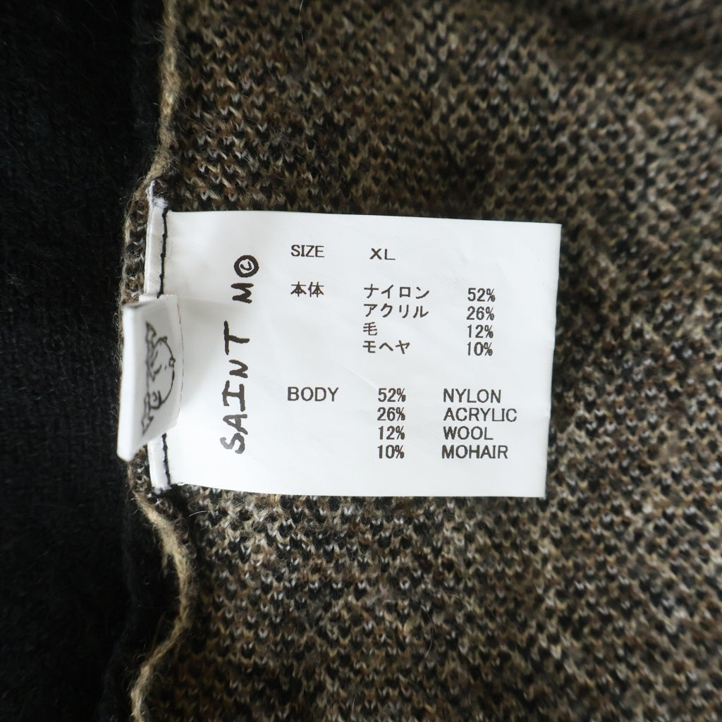 SAINT MICHAEL(セントマイケル) LEOPARD KNIT CARDIGAN レオパードカーディガン 襟付きニット イエロー/ブラック SM-HR1-0000-073