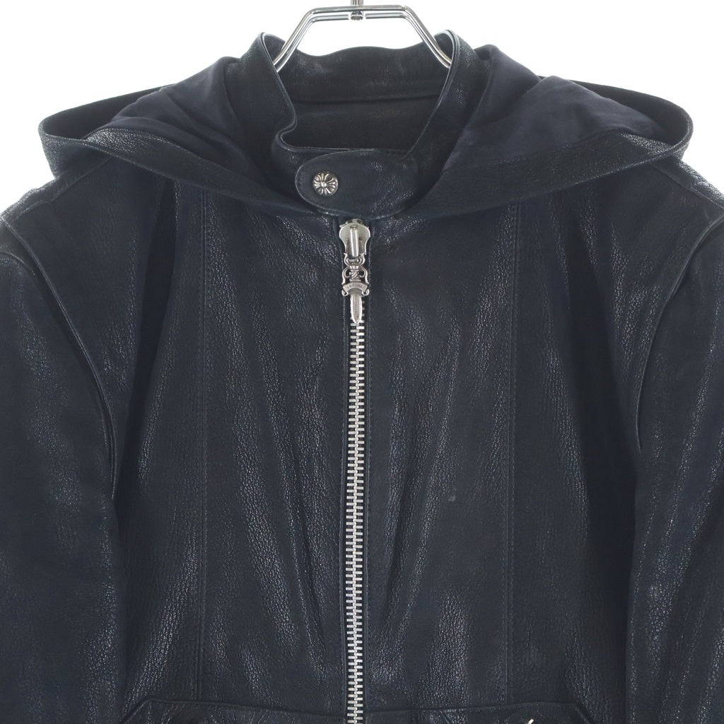 CHROME HEARTS(クロムハーツ) ゴート レザー フーデッド ライダースジャケット ブラック