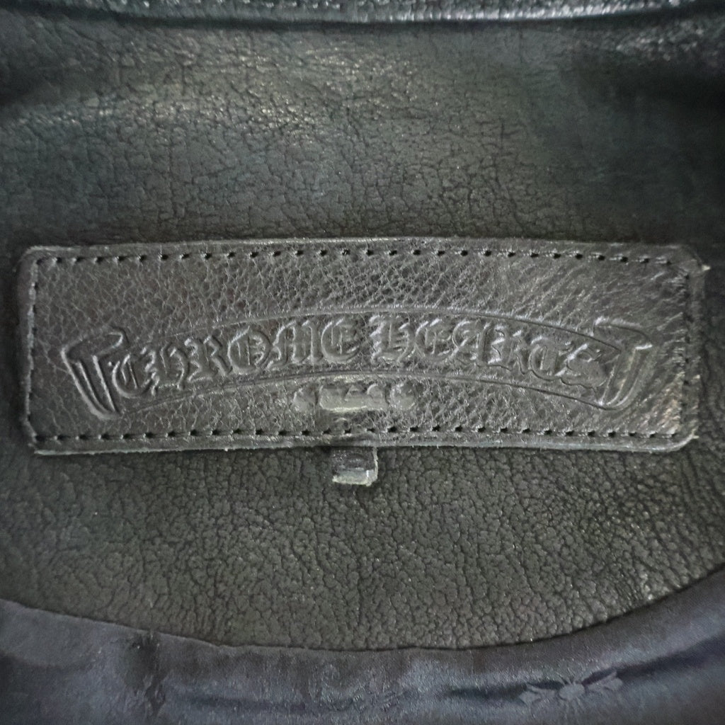 CHROME HEARTS(クロムハーツ) ゴート レザー フーデッド ライダースジャケット ブラック