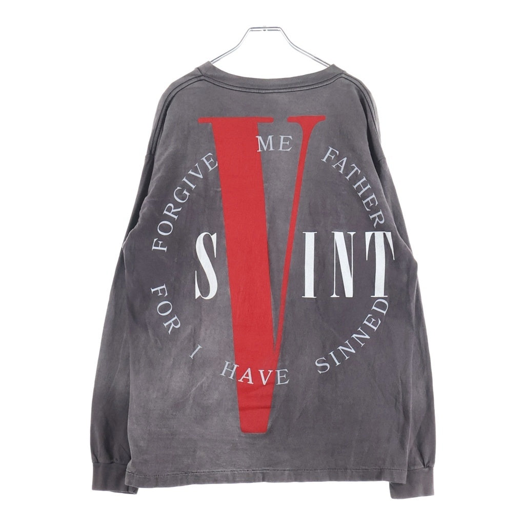 SAINT MICHAEL(セントマイケル) 22SS ×VLONE LS TEE ヴィーロン ヴィンテージ加工 ロングスリーブ プリントTシャツ 長袖カットソー ブラック SM-S22-0000-068