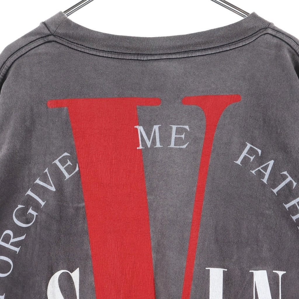 SAINT MICHAEL(セントマイケル) 22SS ×VLONE LS TEE ヴィーロン ヴィンテージ加工 ロングスリーブ プリントTシャツ 長袖カットソー ブラック SM-S22-0000-068