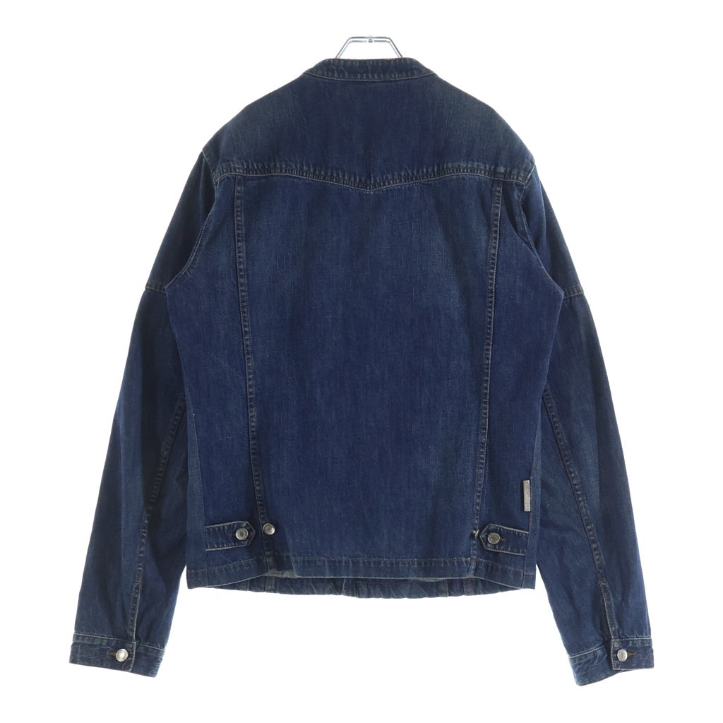 DOLCE & GABBANA(ドルチェアンドガッバーナ) ノーカラー マルチポケット ジップアップ デニム トラッカー ジャケット インディゴ