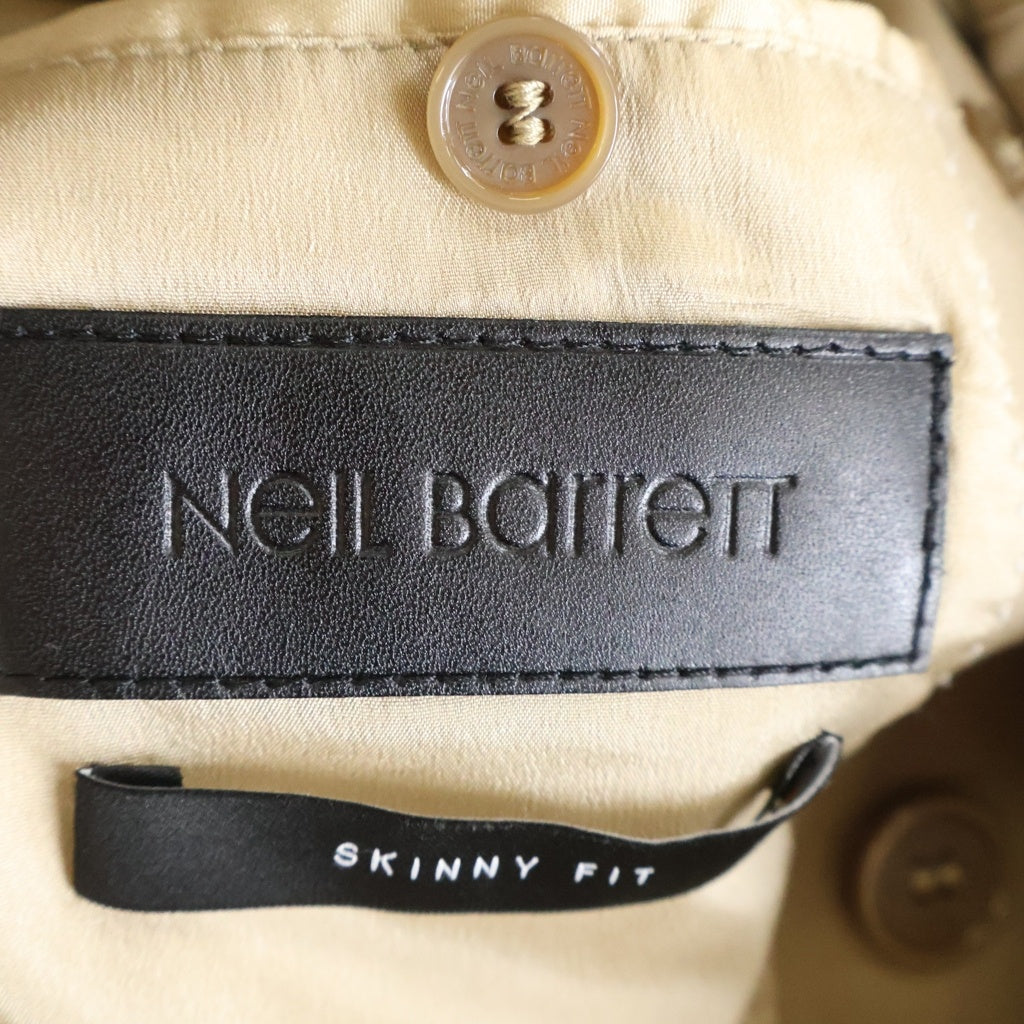 Neil Barrett(ニール バレット) ダブル ピークドラペル エルボーレザーデザイン テーラード ジャケット ベージュ