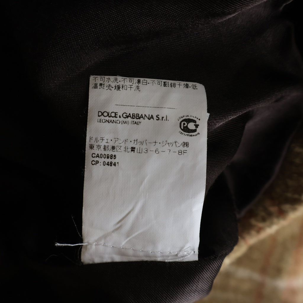 DOLCE & GABBANA(ドルチェアンドガッバーナ) チェック総柄 フラップポケット ウール混 ワーク ジャケット ブラウン/レッド