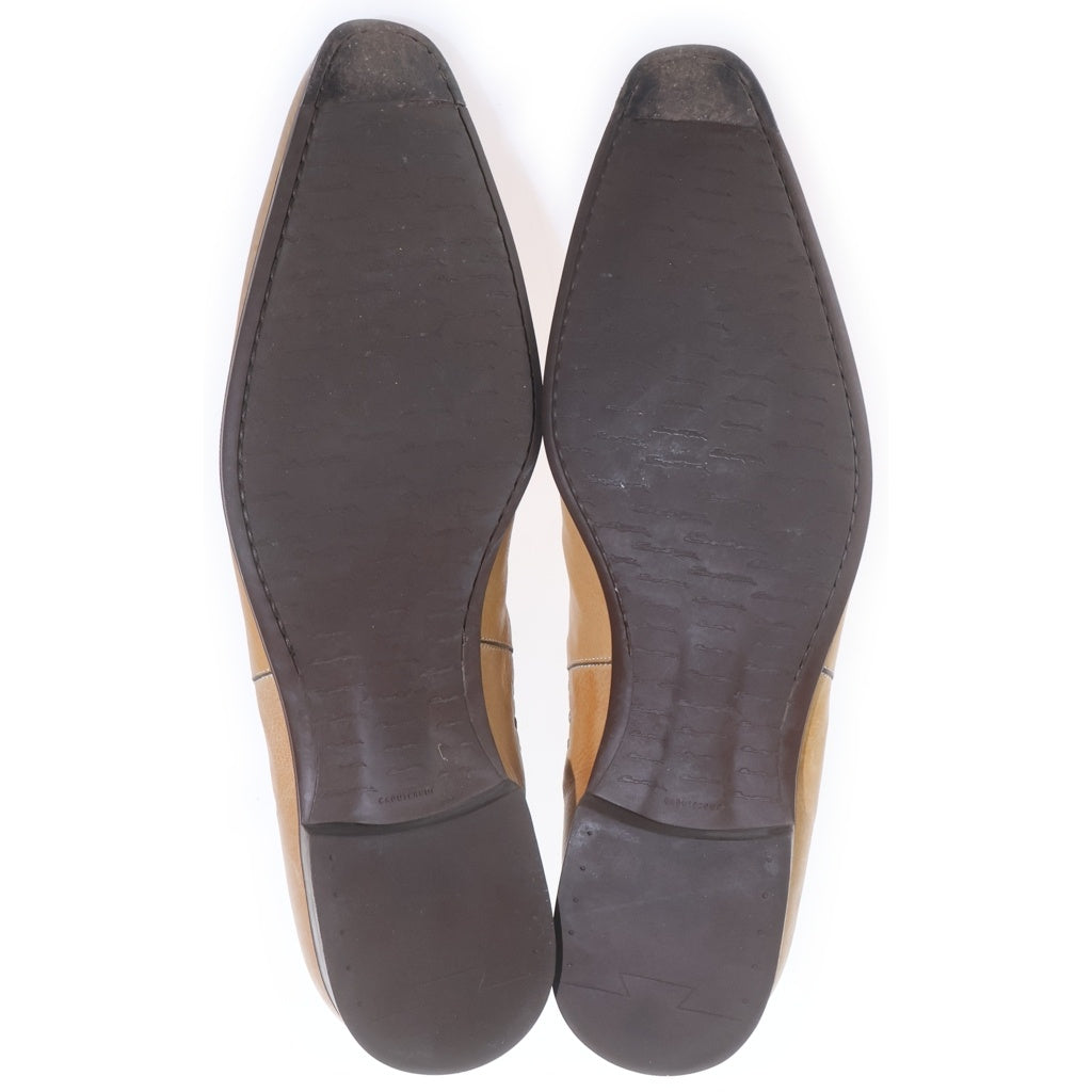 Santoni(サントーニ) ステッチデザイン サイドゴア ポインテッドトゥ レザー シューズ ブラウン