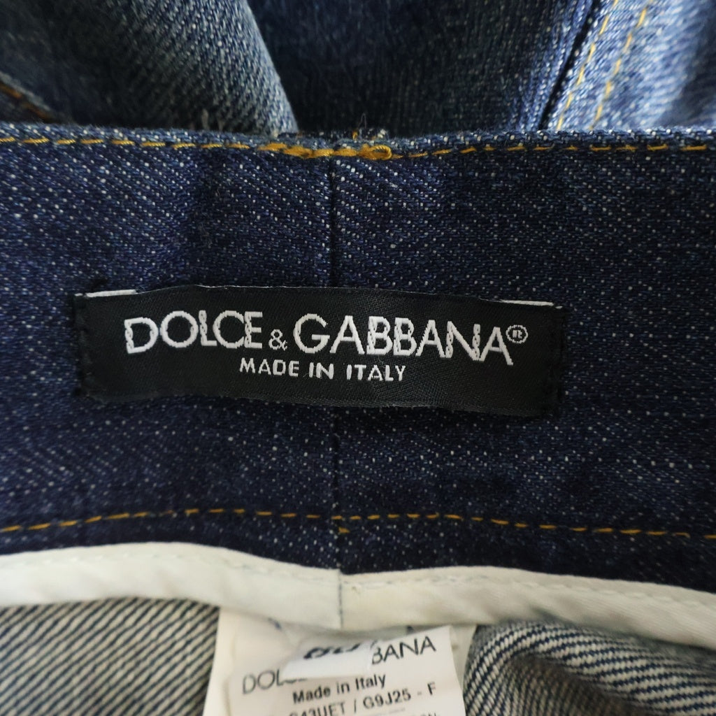 DOLCE & GABBANA(ドルチェアンドガッバーナ) デニム素材切替 ダメージ加工 ストレート カーゴパンツ インディゴ/カーキ