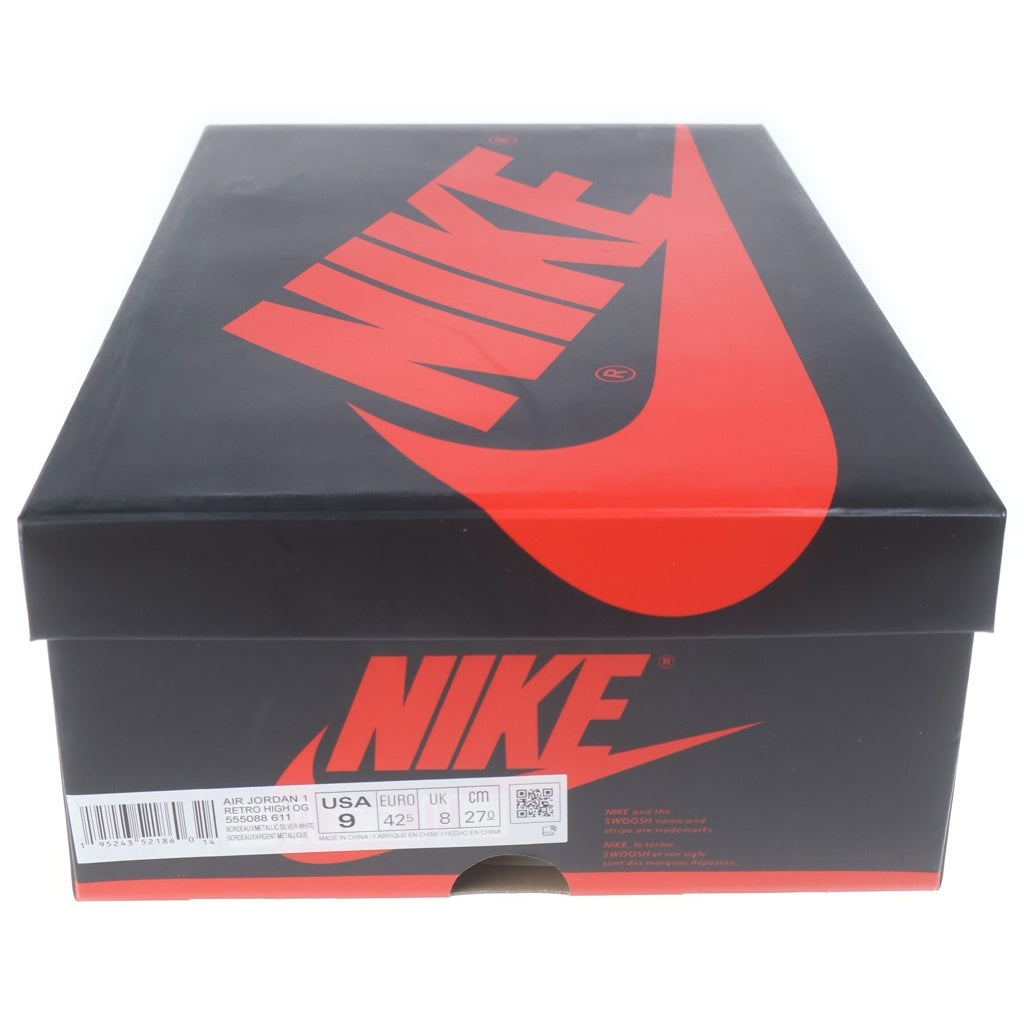 NIKE(ナイキ) AIR JORDAN1 HIGH OG BORDEAUX 555088-611エアジョーダン1 ボルドー ハイカットスニーカー ホワイト/ボルドー US9/27cm