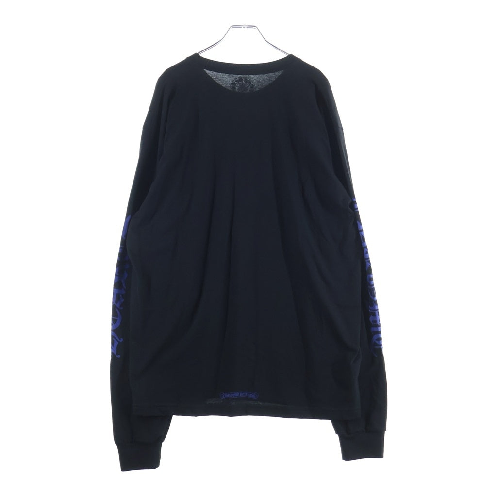CHROME HEARTS(クロムハーツ) Neck Logo L/S Tee ネックロゴプリント ロングスリーブ 長袖Tシャツ カットソー ブラック/ブルー