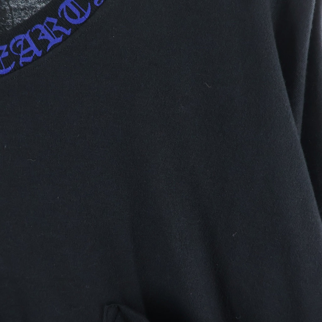 CHROME HEARTS(クロムハーツ) Neck Logo L/S Tee ネックロゴプリント ロングスリーブ 長袖Tシャツ カットソー ブラック/ブルー