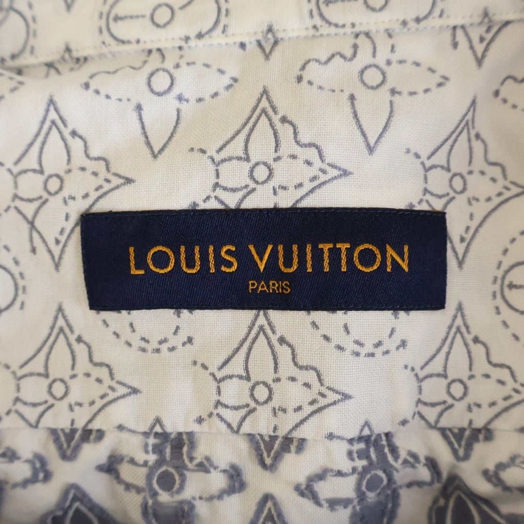 LOUIS VUITTON(ルイヴィトン) 21AW モノグラムフラワーパターン コットン長袖シャツ 総柄 グレー RM212Q EO4 HLS43W