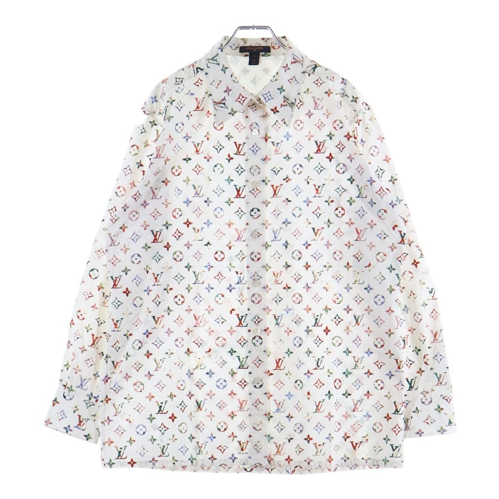 LOUIS VUITTON(ルイヴィトン) 22AW モノグラム総柄プリント フラワー柄スカーフ 長袖シャツ ホワイト/レッド レディース RW222B SS0 FNTO89