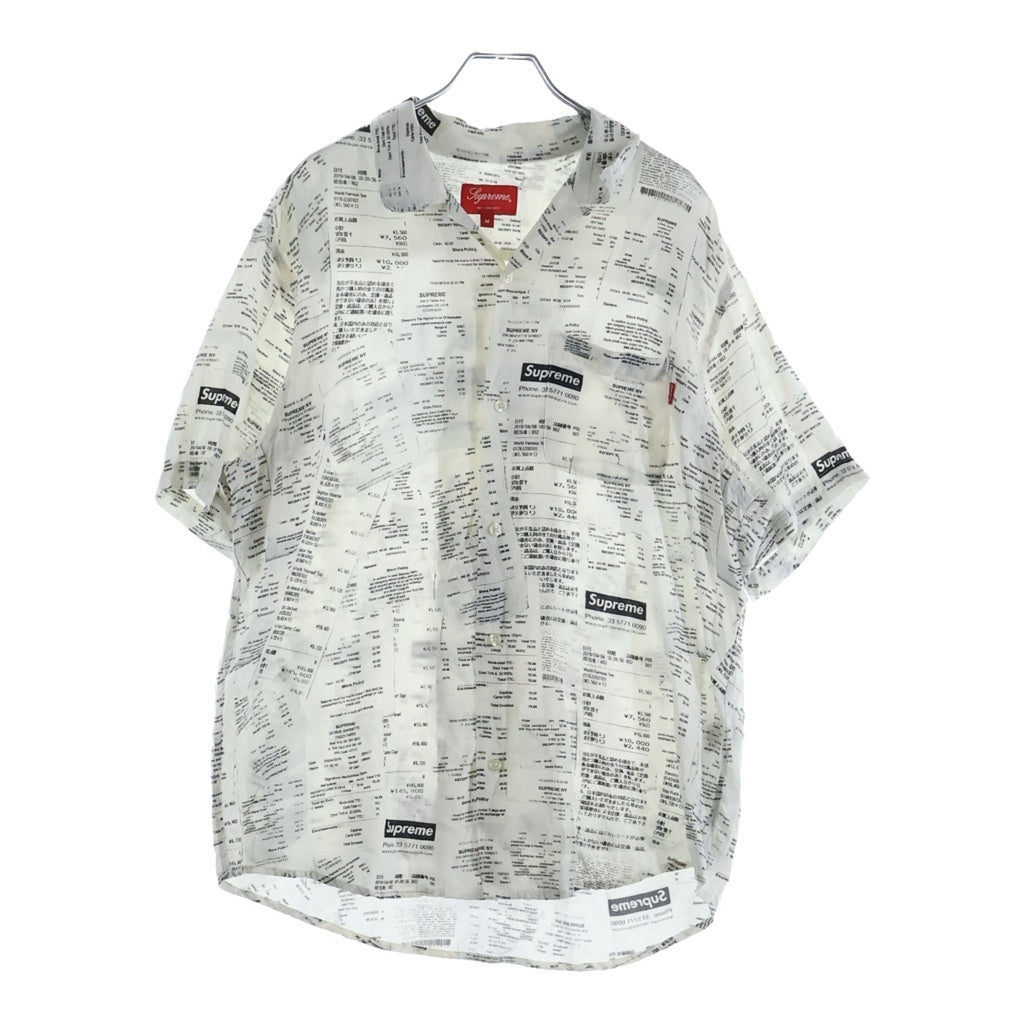 SUPREME(シュプリーム) 20AW Receipts Rayon S/S Shirt レシート総柄プリント レーヨン 半袖シャツ ホワイト