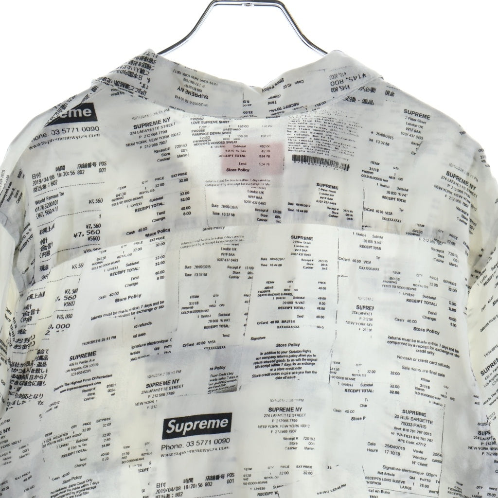 SUPREME(シュプリーム) 20AW Receipts Rayon S/S Shirt レシート総柄プリント レーヨン 半袖シャツ ホワイト