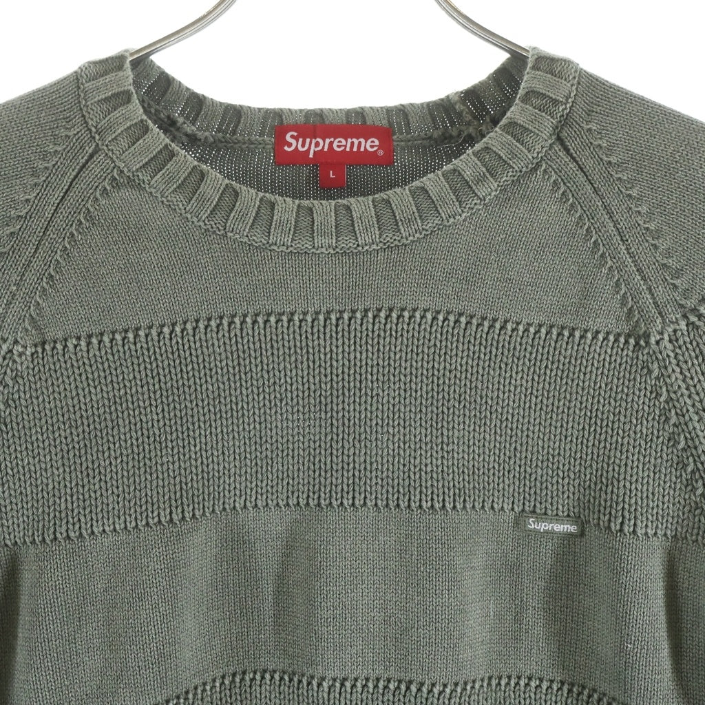 SUPREME(シュプリーム) 23SS Small Box Stripe Sweater シュプリーム スモールボックス ストライプ セーター カーキ -