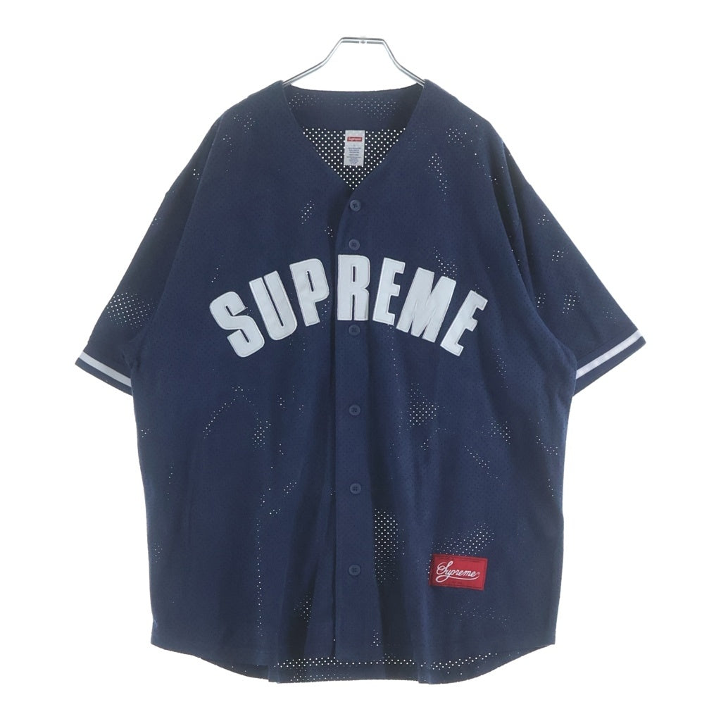 SUPREME(シュプリーム) 24SS Ultrasuede Mesh Baseball Jersey ウルトラスエードメッシュベースボールジャージ ネイビー