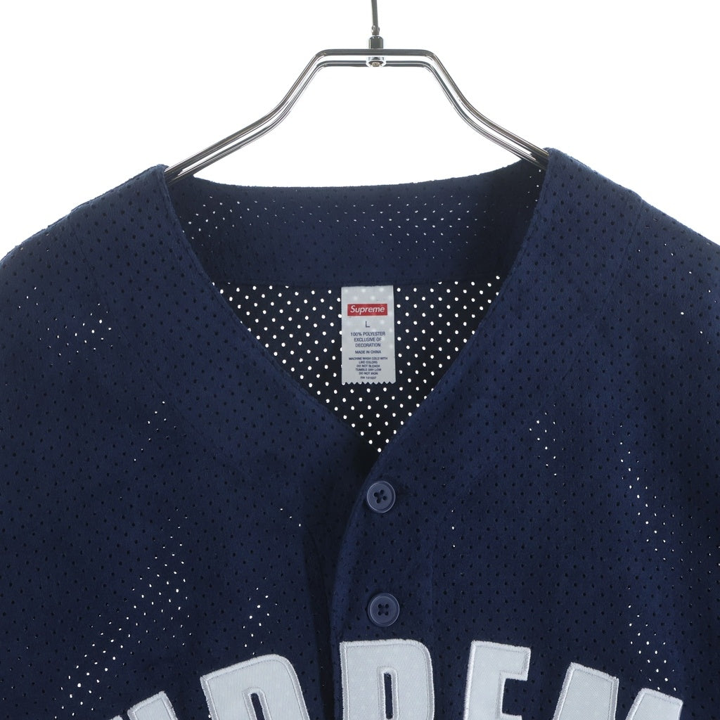 SUPREME(シュプリーム) 24SS Ultrasuede Mesh Baseball Jersey ウルトラスエードメッシュベースボールジャージ ネイビー