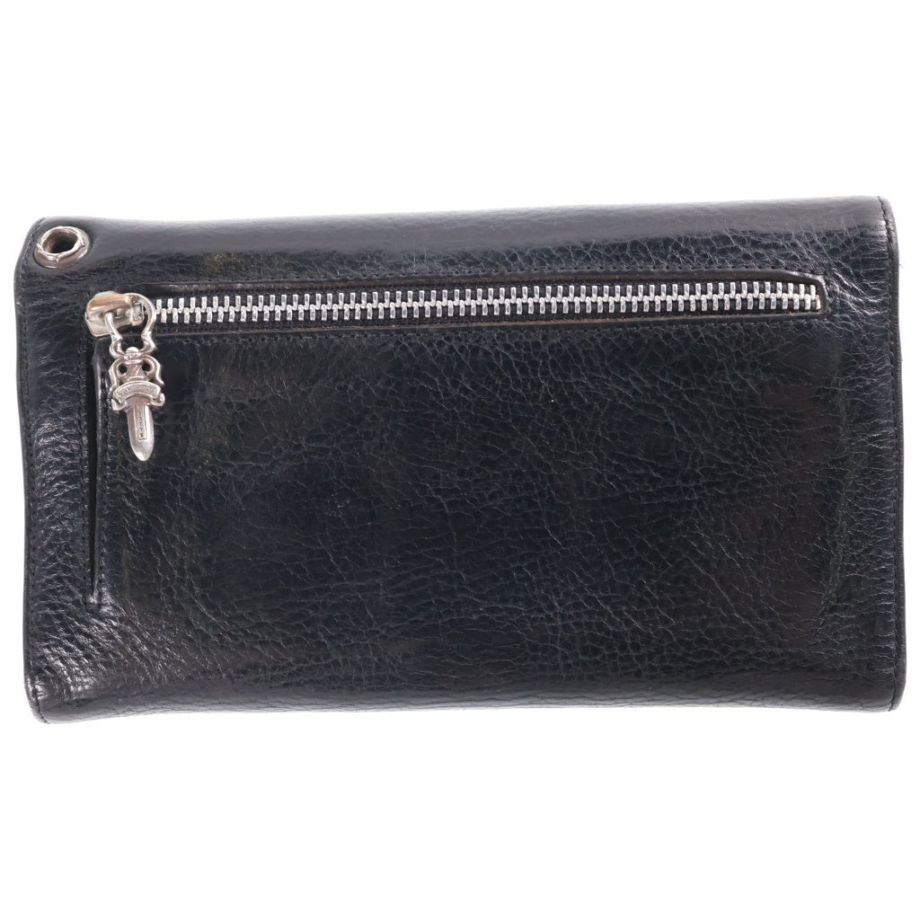 CHROME HEARTS(クロムハーツ) WAVE DESTROY LTHR ウェーブ ウォレット 長財布 クロスボタン レザー