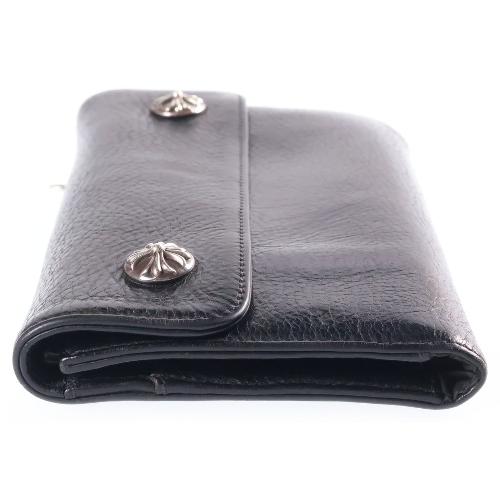 CHROME HEARTS(クロムハーツ) WAVE DESTROY LTHR ウェーブ ウォレット 長財布 クロスボタン レザー
