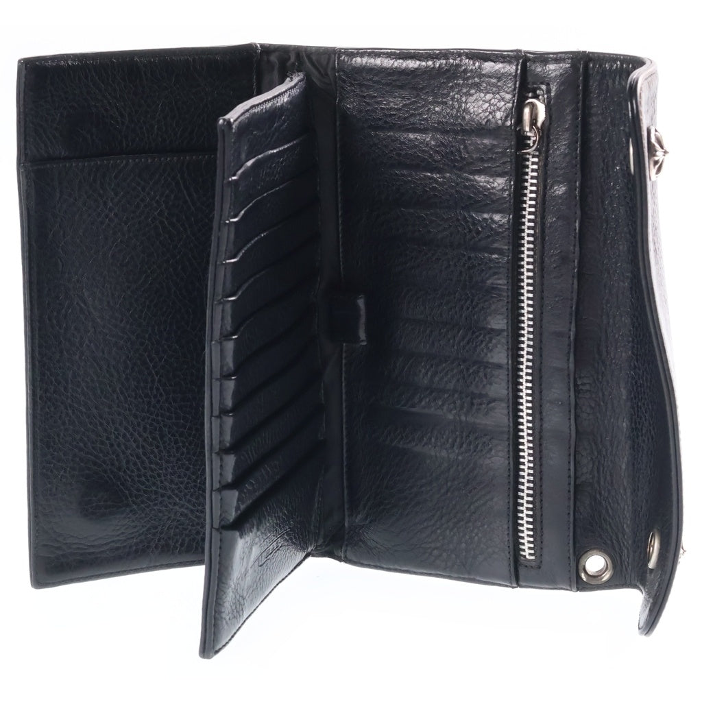 CHROME HEARTS(クロムハーツ) WAVE DESTROY LTHR ウェーブ ウォレット 長財布 クロスボタン レザー