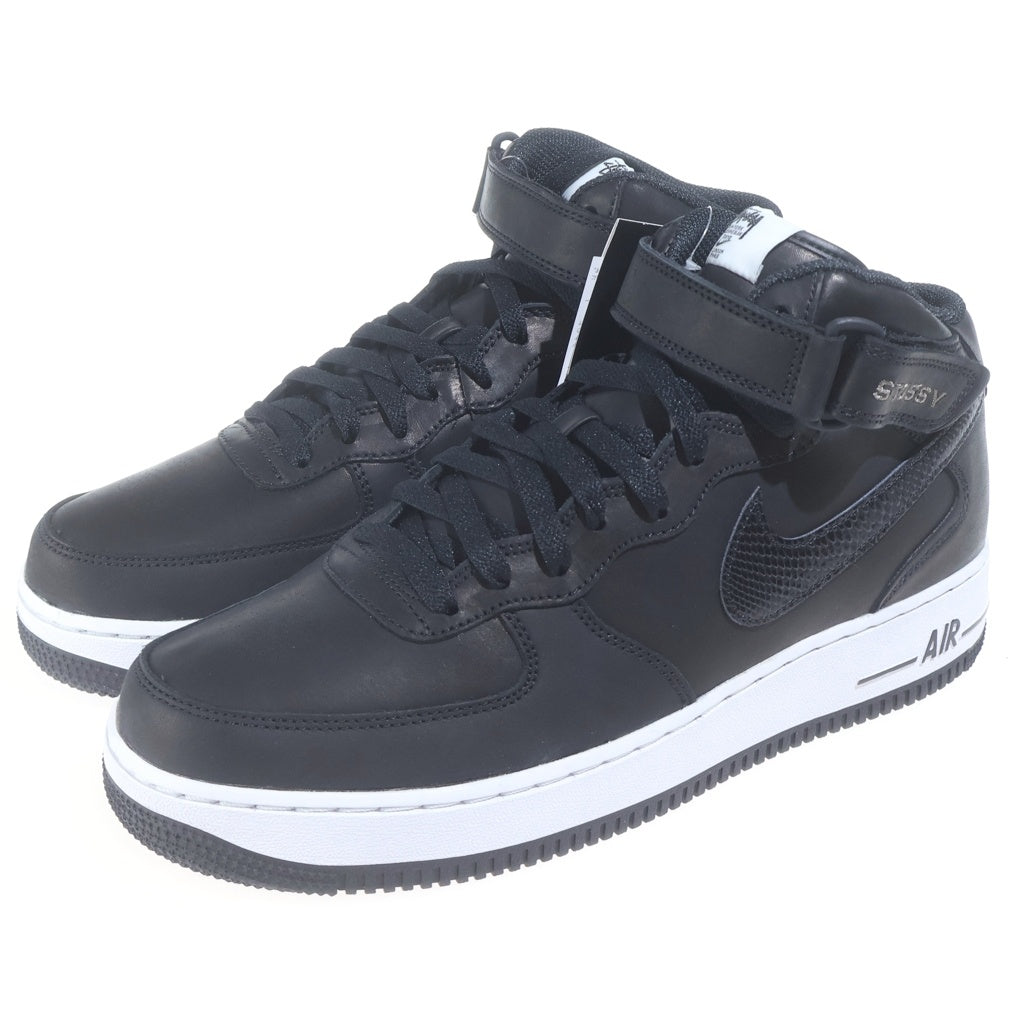 NIKE(ナイキ) ×STUSSY AIR FORCE 1 MID BLACK SNAKESKIN DJ7840-001 ステューシー エアフォースワン ミッドカットスニーカー ブラック US10/28cm
