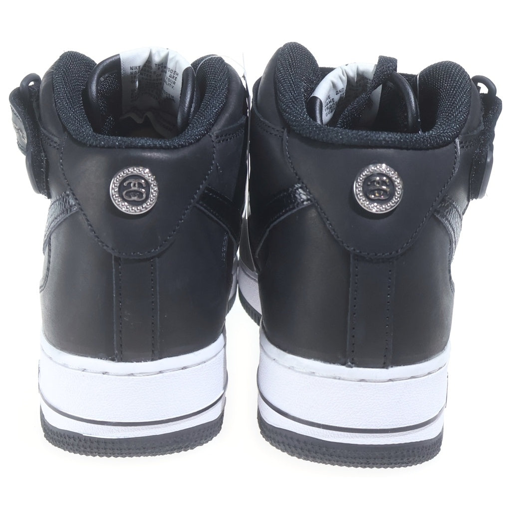 NIKE(ナイキ) ×STUSSY AIR FORCE 1 MID BLACK SNAKESKIN DJ7840-001 ステューシー エアフォースワン ミッドカットスニーカー ブラック US10/28cm