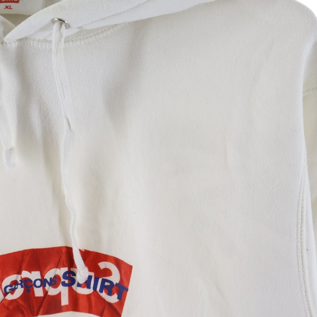SUPREME(シュプリーム) 17SS ×コムデギャルソンシャツ ボックスロゴ スウェット プルオーバーパーカー ホワイト