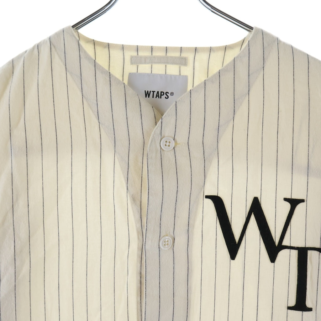 WTAPS(ダブルタップス) 22AW WT ストライプ ベースボール長袖シャツ ホワイト 222TQDT-SHM01