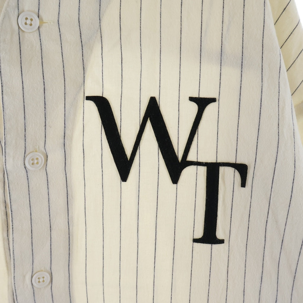 WTAPS(ダブルタップス) 22AW WT ストライプ ベースボール長袖シャツ ホワイト 222TQDT-SHM01
