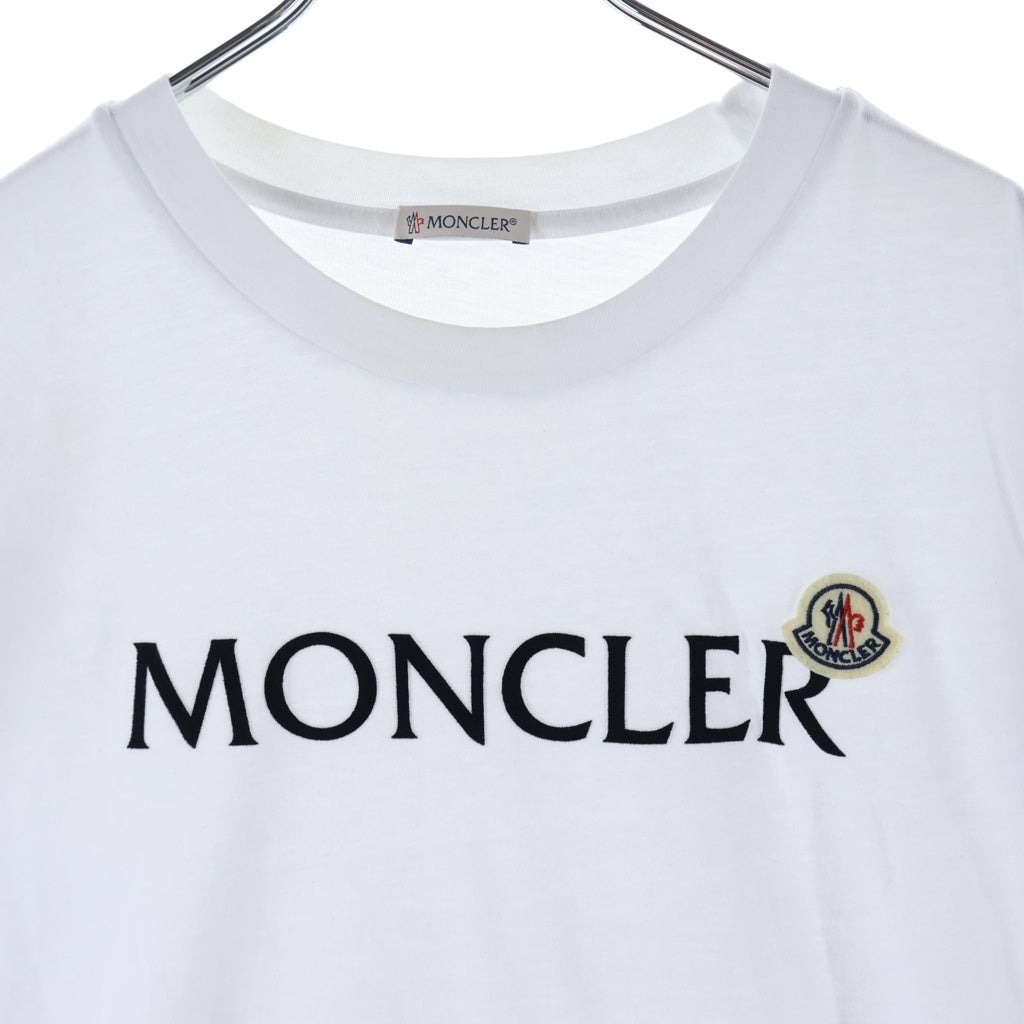 MONCLER(モンクレール) 23AW フロッキーロゴプリント クルーネック半袖Tシャツ カットソー ホワイト I20918C00047