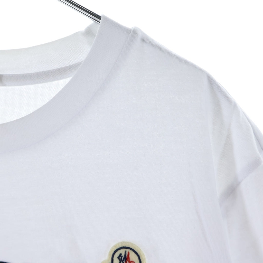 MONCLER(モンクレール) 23AW フロッキーロゴプリント クルーネック半袖Tシャツ カットソー ホワイト I20918C00047