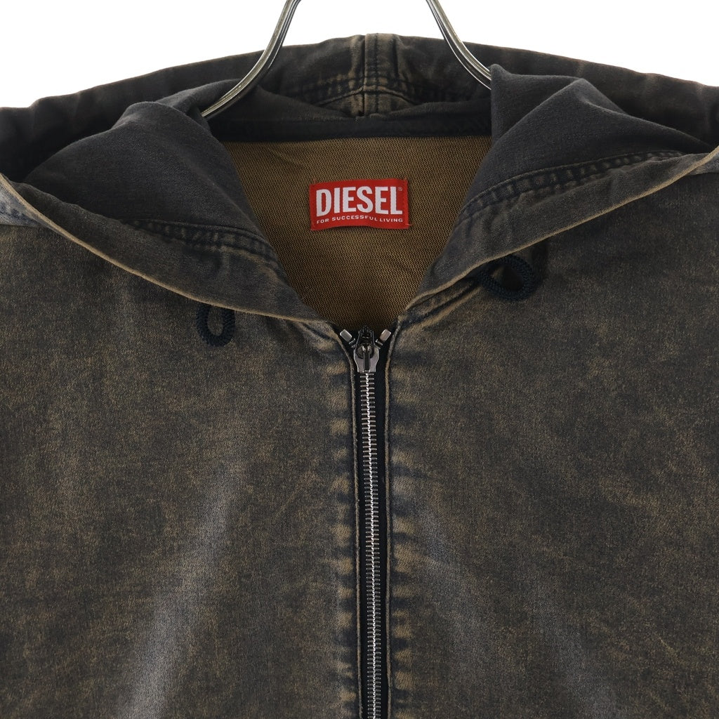 DIESEL(ディーゼル) 24AW D-WYNNY-S HOOD DENIM JACKET コーティングデニム ジップアップジャケット ブラウン A13025
