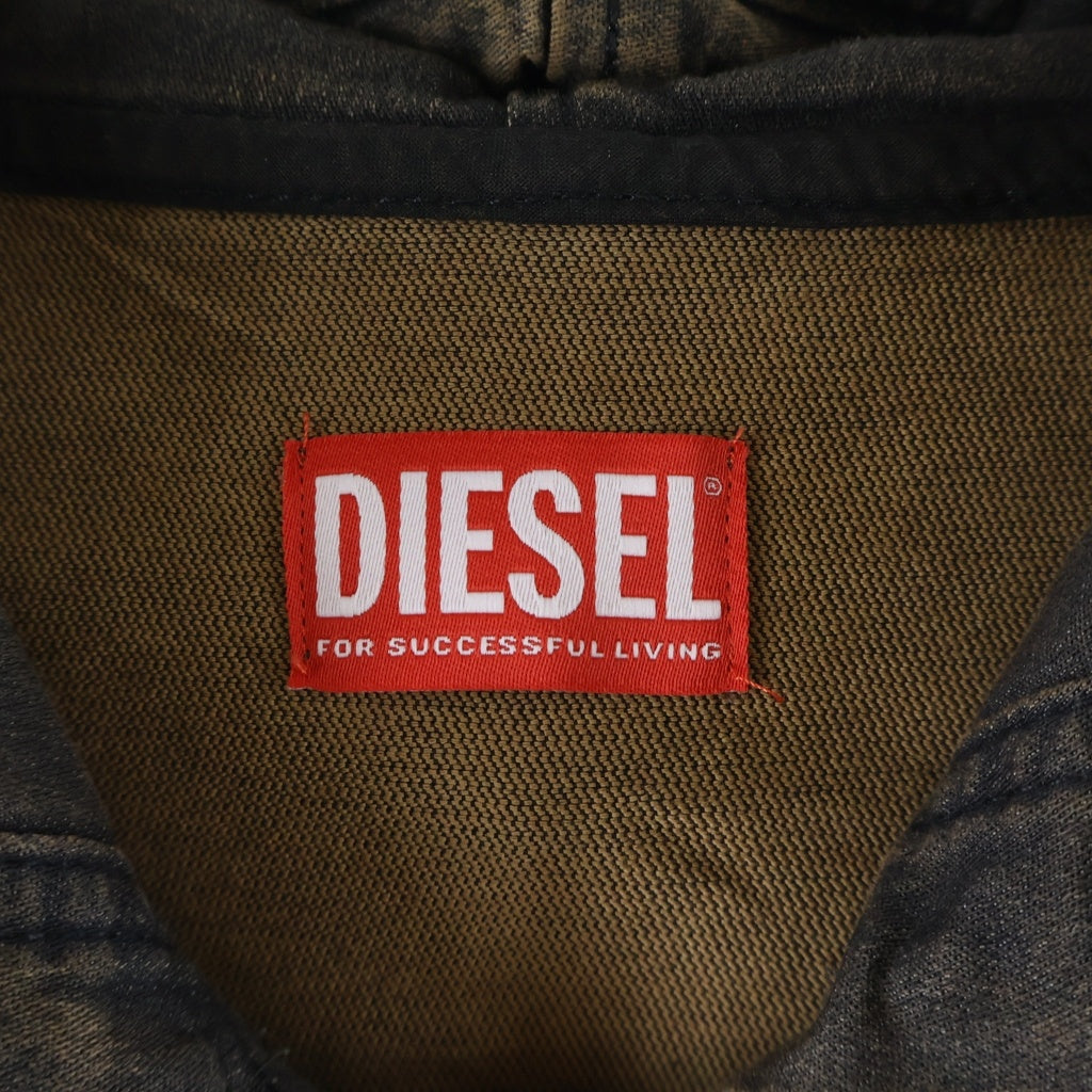 DIESEL(ディーゼル) 24AW D-WYNNY-S HOOD DENIM JACKET コーティングデニム ジップアップジャケット ブラウン A13025