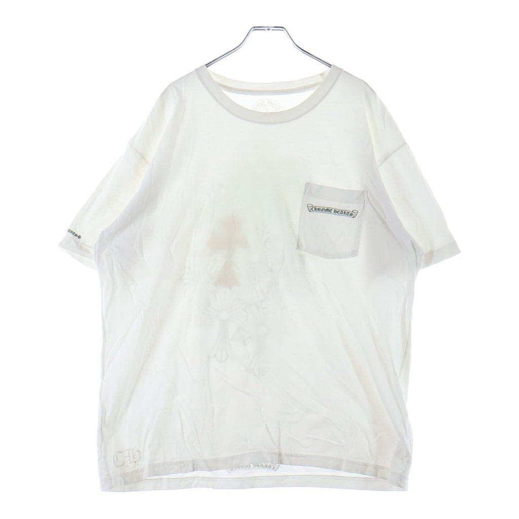 CHROME HEARTS(クロムハーツ) Back Cemetery CH S/S バックセメタリークロス プリント クルーネック 半袖Tシャツ カットソー ホワイト/グリーン