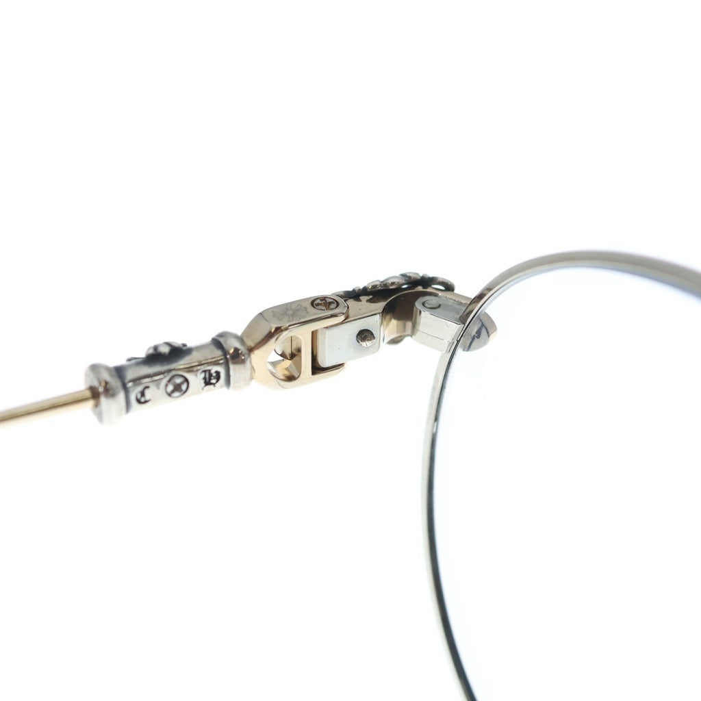 CHROME HEARTS(クロムハーツ) BUBBA-A クロステンプル メタルフレーム ラウンド サングラス アイウェア メガネ 眼鏡 シルバー/ブラック