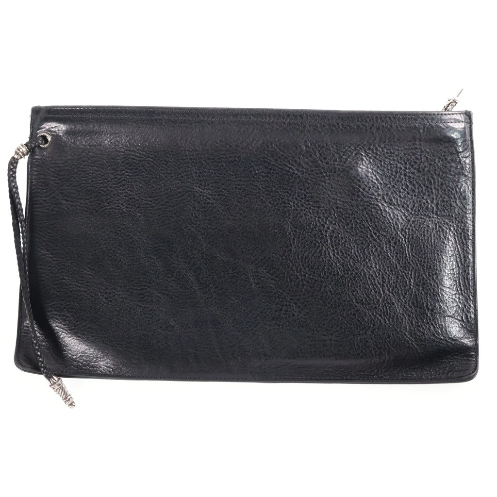 CHROME HEARTS(クロムハーツ) FLAT MED PLAIN プレーン クラッチバッグ スクロール レザーブレード ブラック