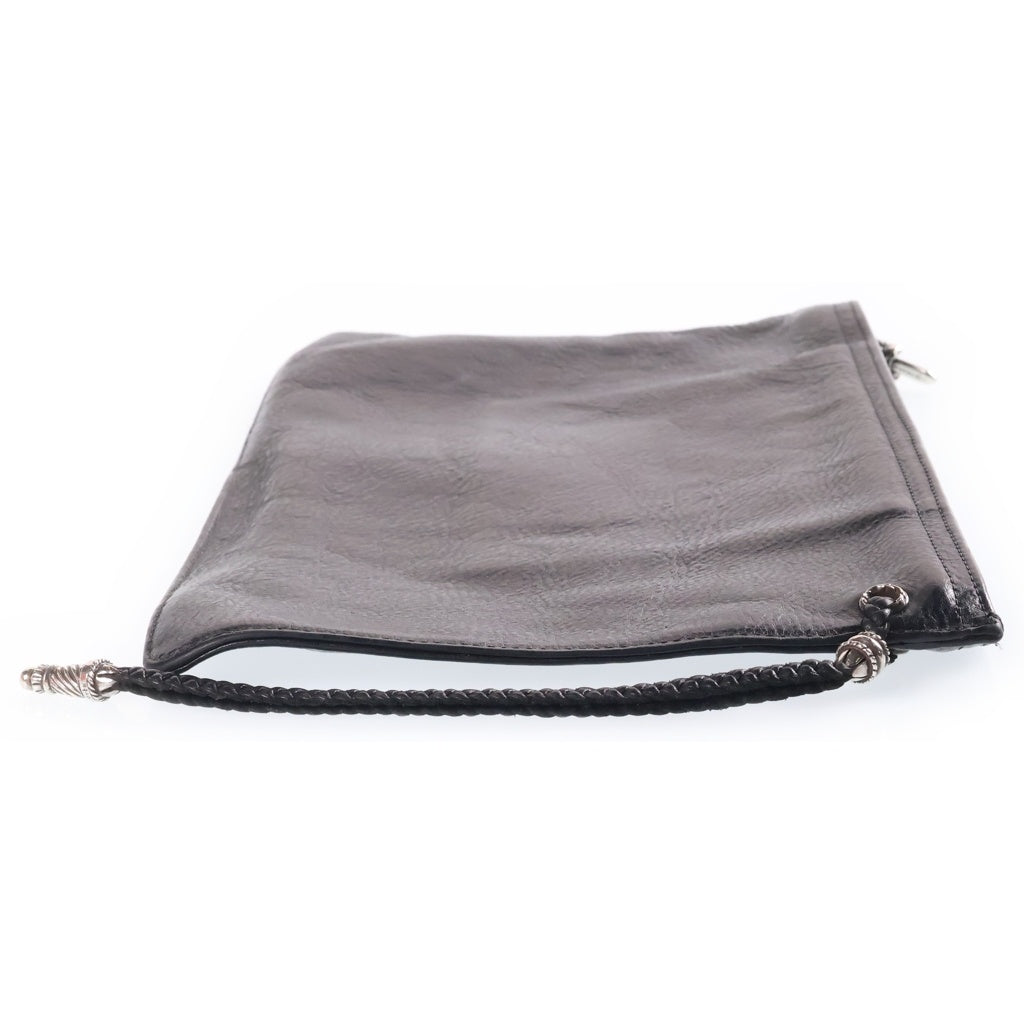 CHROME HEARTS(クロムハーツ) FLAT MED PLAIN プレーン クラッチバッグ スクロール レザーブレード ブラック