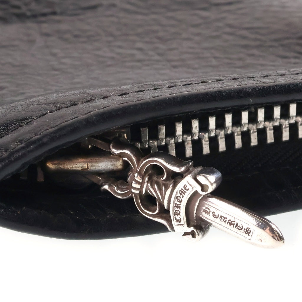 CHROME HEARTS(クロムハーツ) FLAT MED PLAIN プレーン クラッチバッグ スクロール レザーブレード ブラック