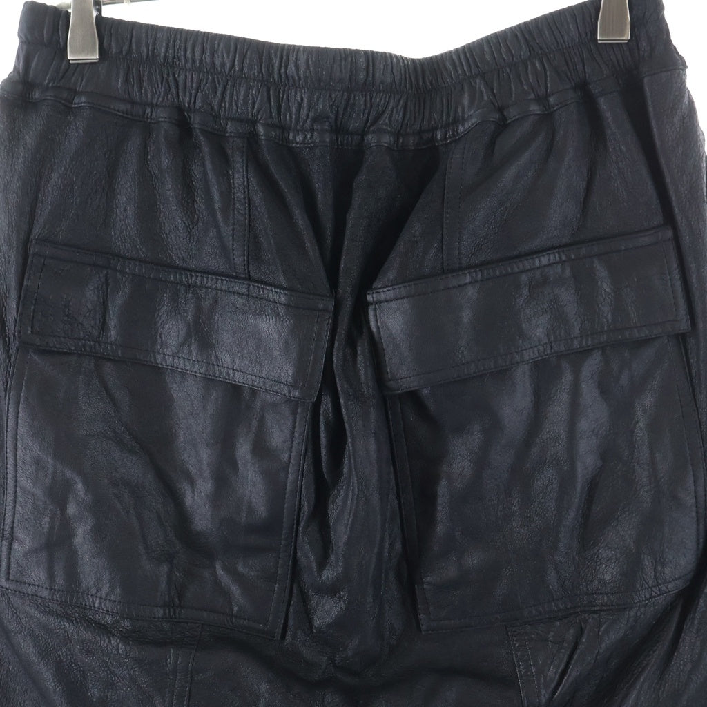 Rick Owens(リックオウエンス) RICK'S PODS SHORTS リックズ ポッズ レザー サルエル ショートパンツ ハーフパンツ ショーツ ブラック RU01E5384-LBA
