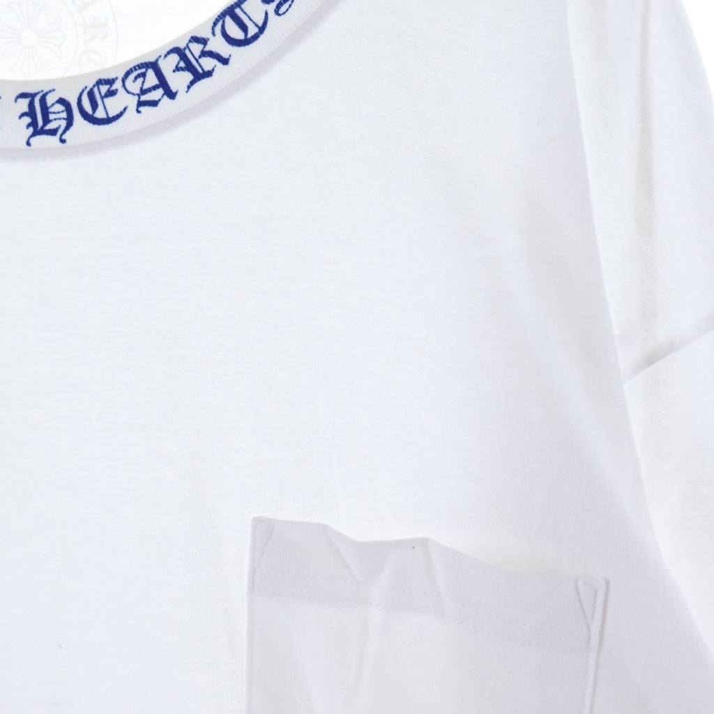 CHROME HEARTS(クロムハーツ) CH LS 1 ネックロゴ アームプリントクルーネック 長袖Tシャツ カットソー ホワイト/ブルー