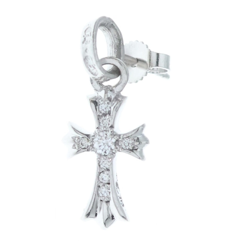 CHROME HEARTS(クロムハーツ) 18KWG BBY F PPRCHN P/DIA ベイビーファットクロス ドロップピアス PAVEダイヤ ホワイトゴールド