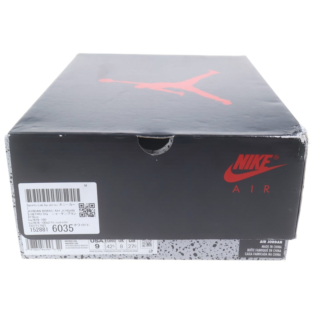 NIKE(ナイキ) AIR JORDAN 5 RETRO GRAPE 2025 エアジョーダン5 レトロ グレープ ハイカットスニーカー ホワイト/パープル US9/27cm HQ7978-100