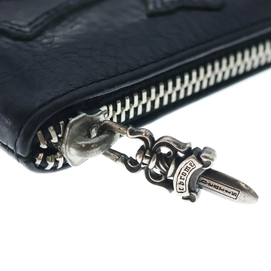 CHROME HEARTS(クロムハーツ) TINY ZIP タイニージップ クロスパッチ ダガージップ レザー コインケース コンパクトウォレット 財布 ブラック