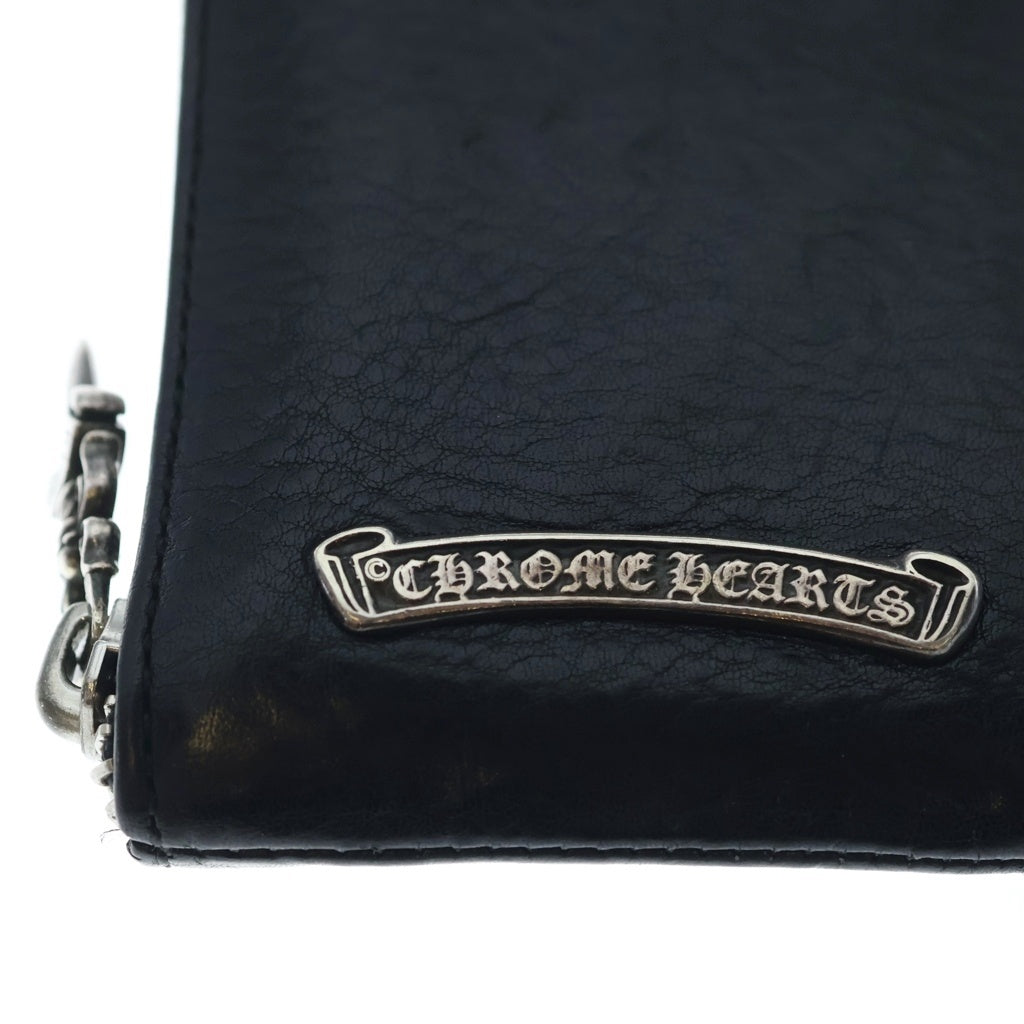 CHROME HEARTS(クロムハーツ) TINY ZIP タイニージップ クロスパッチ ダガージップ レザー コインケース コンパクトウォレット 財布 ブラック