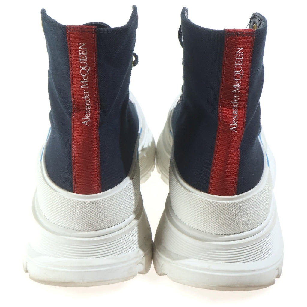 Alexander McQueen(アレキサンダーマックイーン) トレッドスリック キャンバス レースアップ ハイカットスニーカー ネイビー/ホワイト 604254
